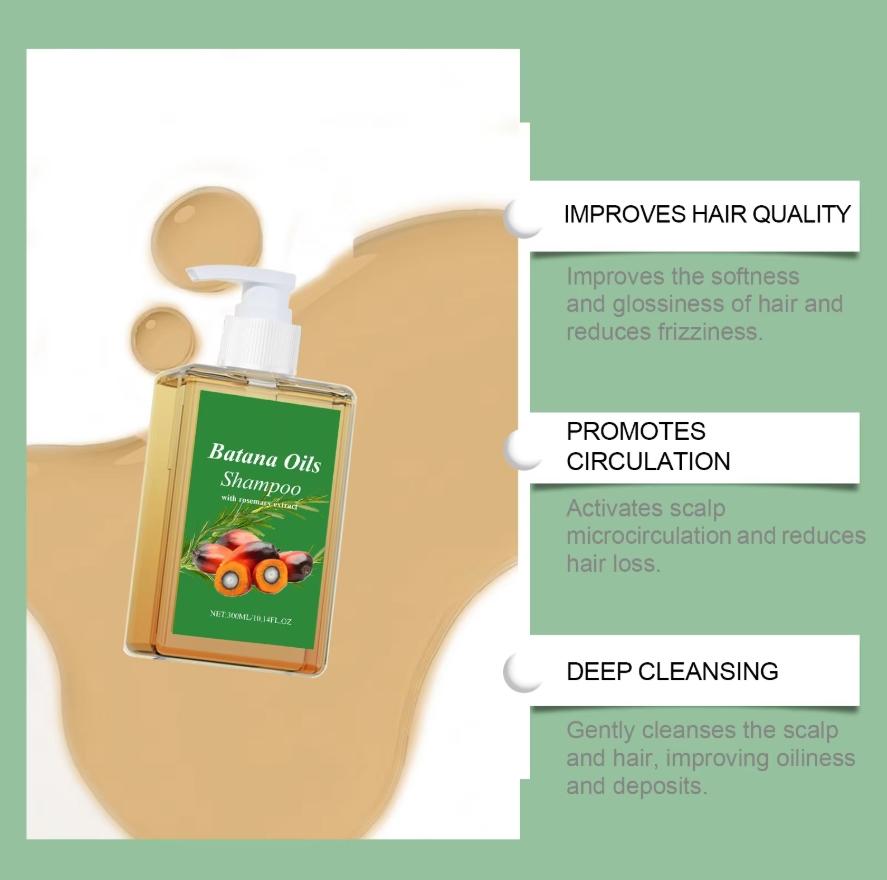 Organic Batana Oil Shampoo, Soothes the Scalp, Deeply Repairs, Nourishes the Hair, Contains Rosemary Extract, Suitable for All Skin Types