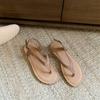 Summer 2025 new leather flip-flops with flat-bottomed beach vacation lazy open-toed women's half-drag sandals