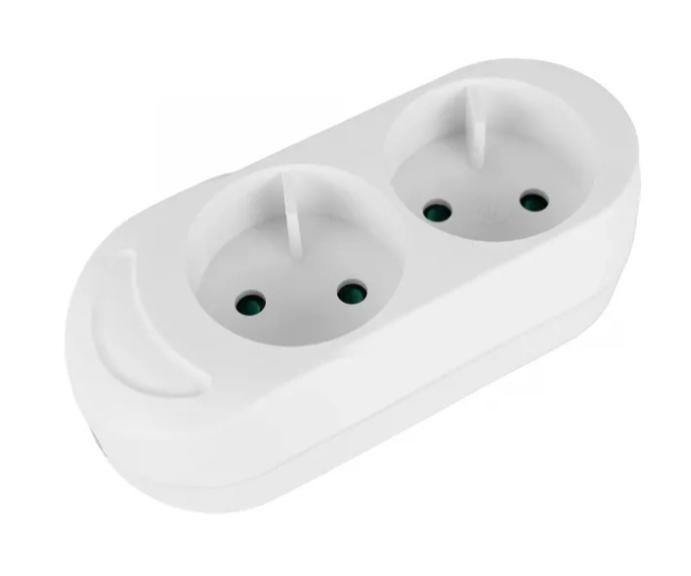 Gniazdo Przenośne Dwukrotne 16A 2P 250V Białe Gn-260
