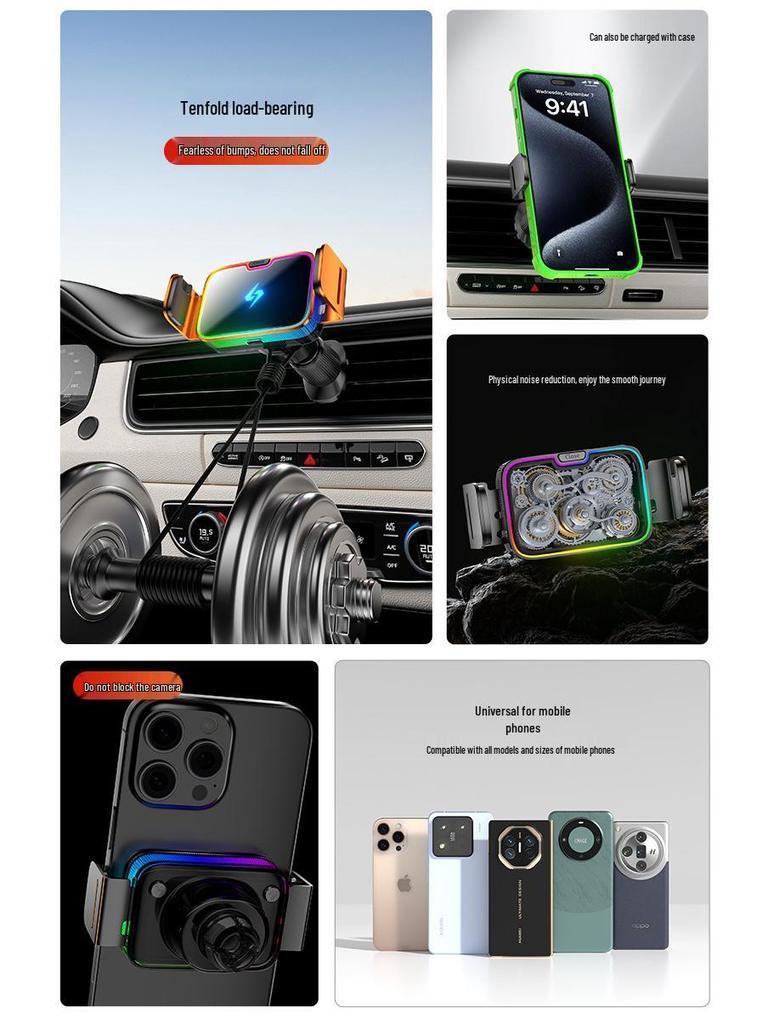 Car Electric Phone Holder with Auto Metal Induction for Air Vent Navigation.