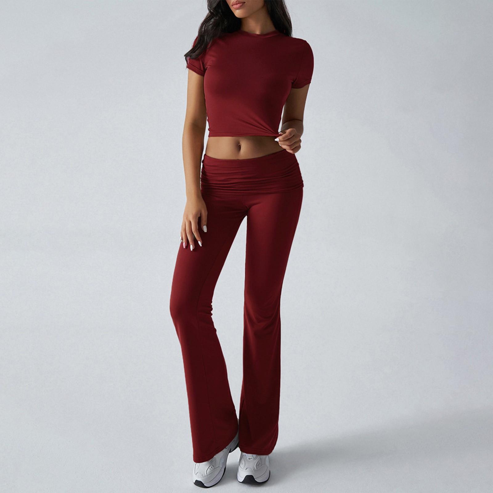 

Жіночі повсякденні літні однотонні штани в складку з короткими рукавами, спортивний модний комплект