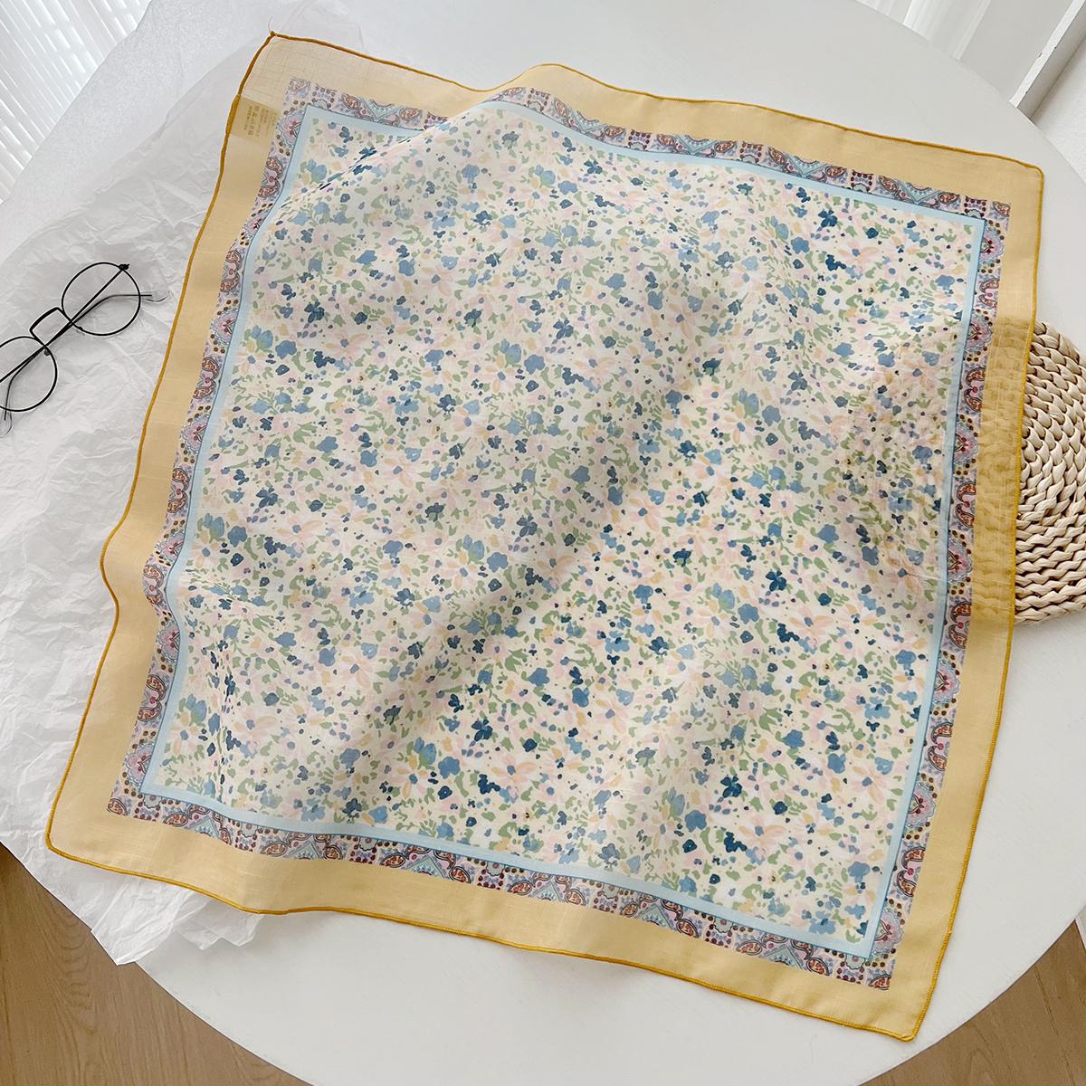 

Литературный и универсальный шарф весна и лето хлопок и лен маленький квадратный шарф шелковый шарф женственность повязка на голову шарф 58-58cm