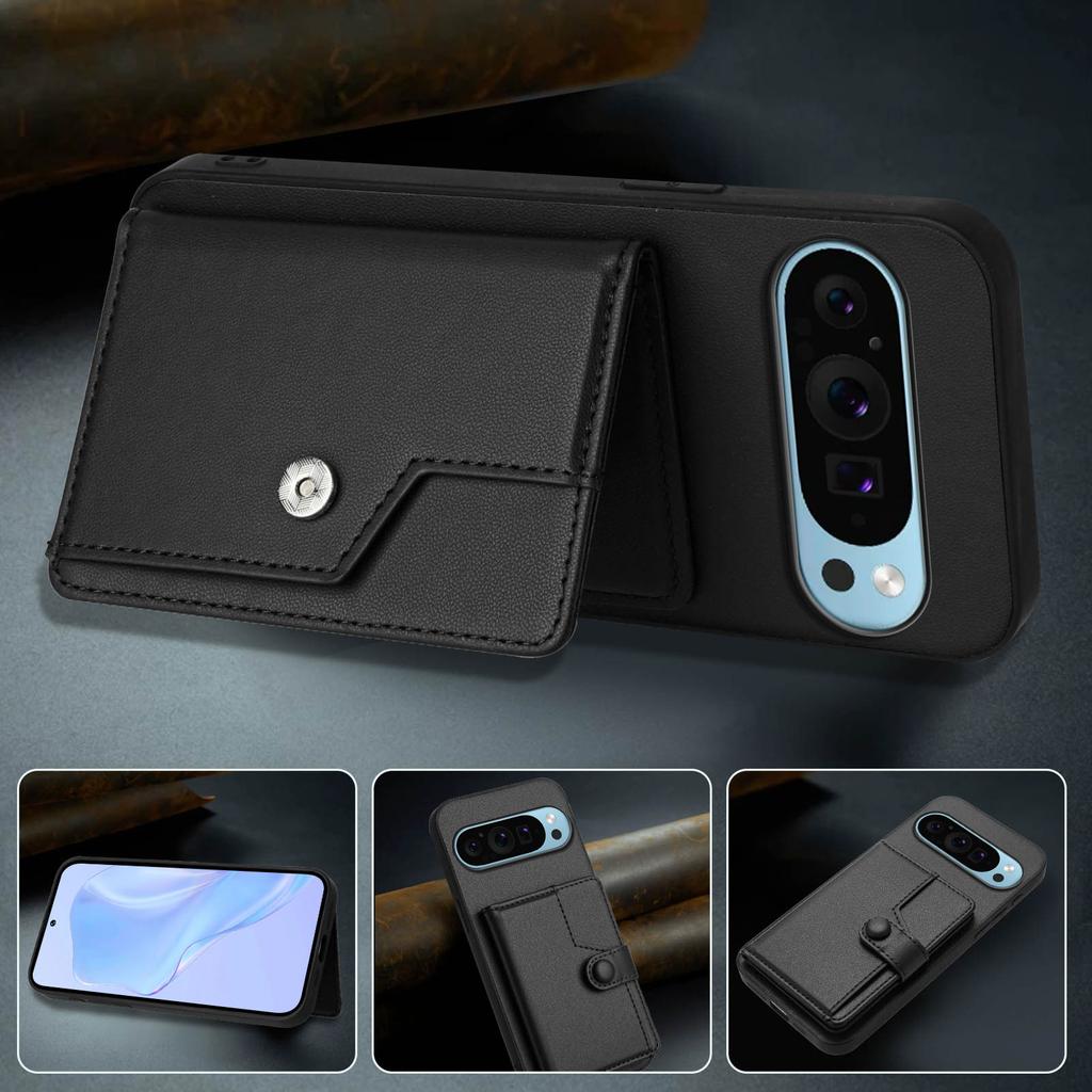 For Google Pixel 9 Case RFID Blocking Card Holder Kickstand TPU + PU Leather Phone Back Cover