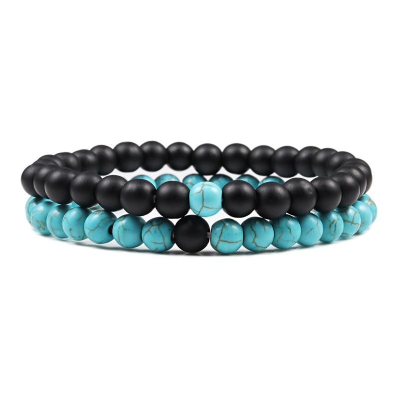 

2Pcs/Set Couples Distance Bracelet Natural Stone Tiger Eyes Lava Beaded Bracelets & Bangles Men Women Jewelry Best Friend Gift