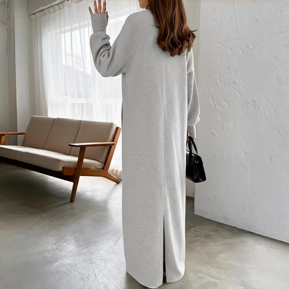 2025 Korean Style Long Sleeve Casual Sweatshirt Dress for Women – Loose, Slimming, Over-the-Knee Design.