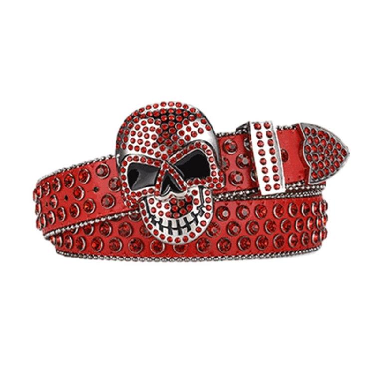 Elegant Crystal Belt Woman Elegant Skull Studded Waiststrap Goth Decorative Belt