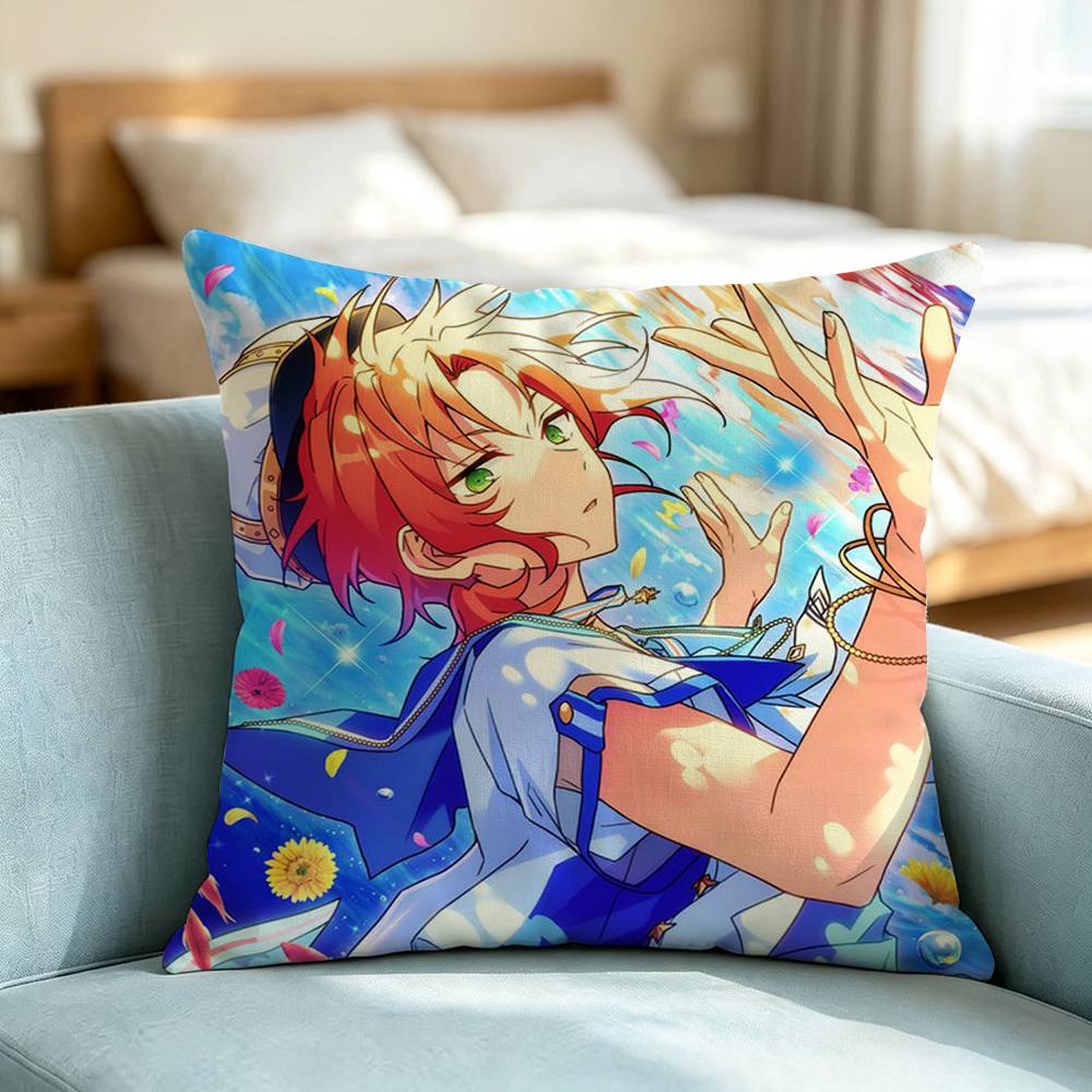 Ensemble Stars Enstars-ES Pillow Case Square Double-Sided Sofa Cushion Cover Bedroom Bedside Pillow Gift