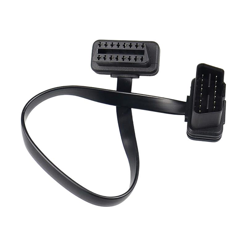 

60Cm Flat And Thin Obd2 16-Pin Extender Male To Female Obd 16-Pin Adapter Elbow Elm327 Automotive Detection Cable Onesize