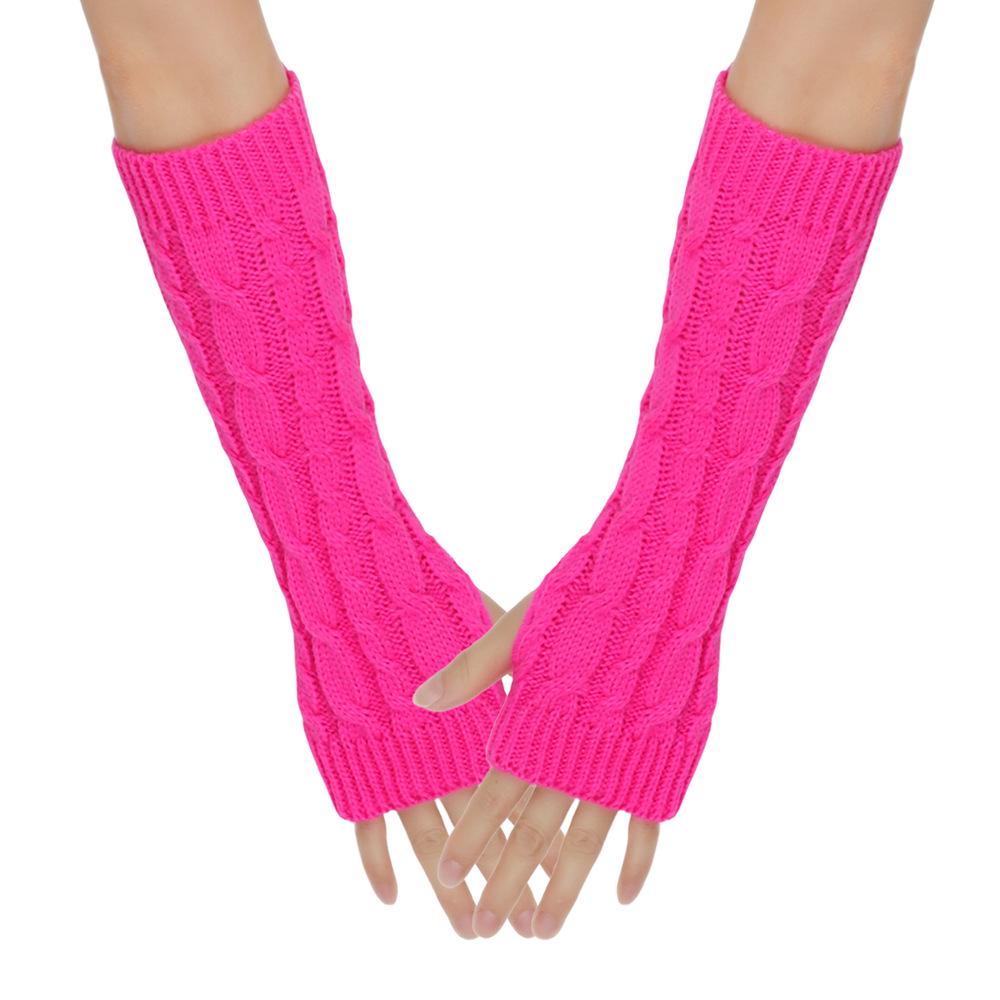 Cable Knit Fingerless Arm Warmers - Thick Winter/Autumn Long Gloves
