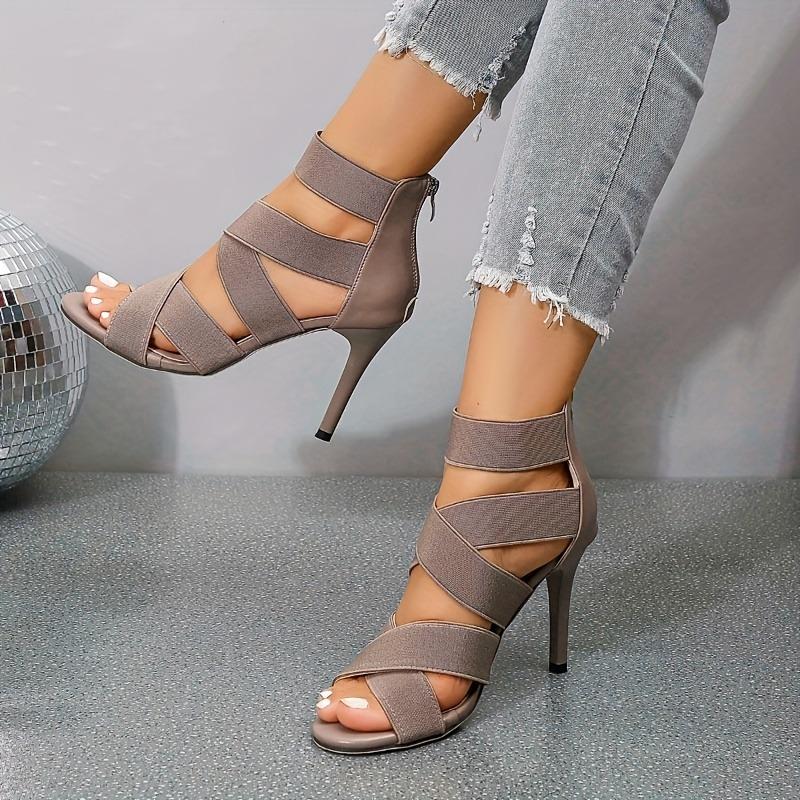 Big Size Super High Heel Sandals Women Fine High Heel Back Zipper Sexy Sandals