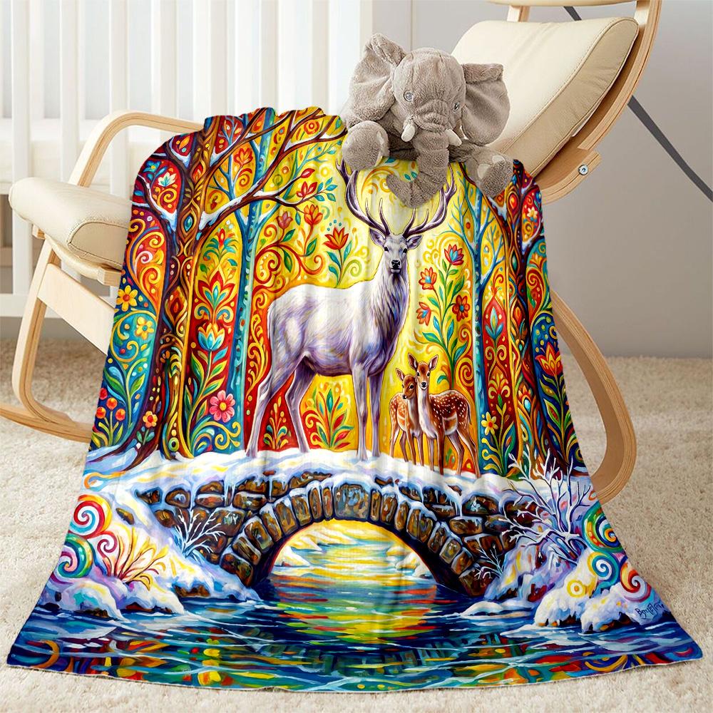 Magical Deer Fantasy Blanket,Suitable for sofas, offices, travel, living rooms, Gifts to relatives and friends, Blanket,Suitable for all seasons.