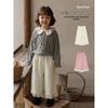 Girls' Cotton Cropped Wide-Leg Pants with Lace Hem