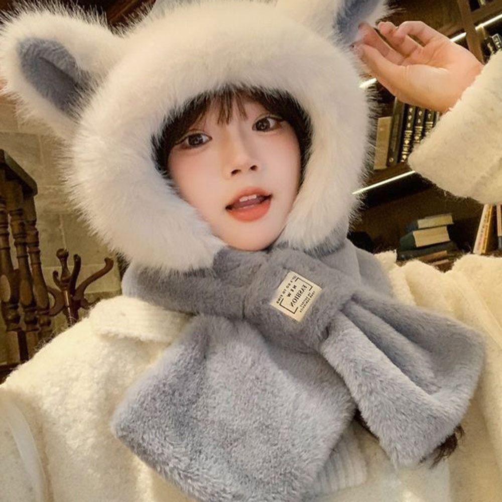 Cute Winter Warm Hat Fox Ear Windproof Ear Protection Cap Thickened Keep Warm Beanies Cap for Women