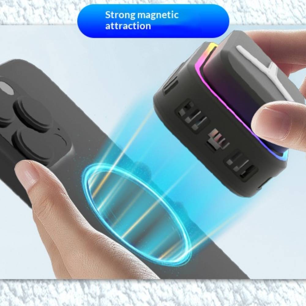 Radiatore Raffreddatore Ventola per Cellulare Semiconduttore Raffreddamento Potente 15W Morsetto Posteriore Magnetico Illuminazione RGB Radiatore per Telefoni Gaming