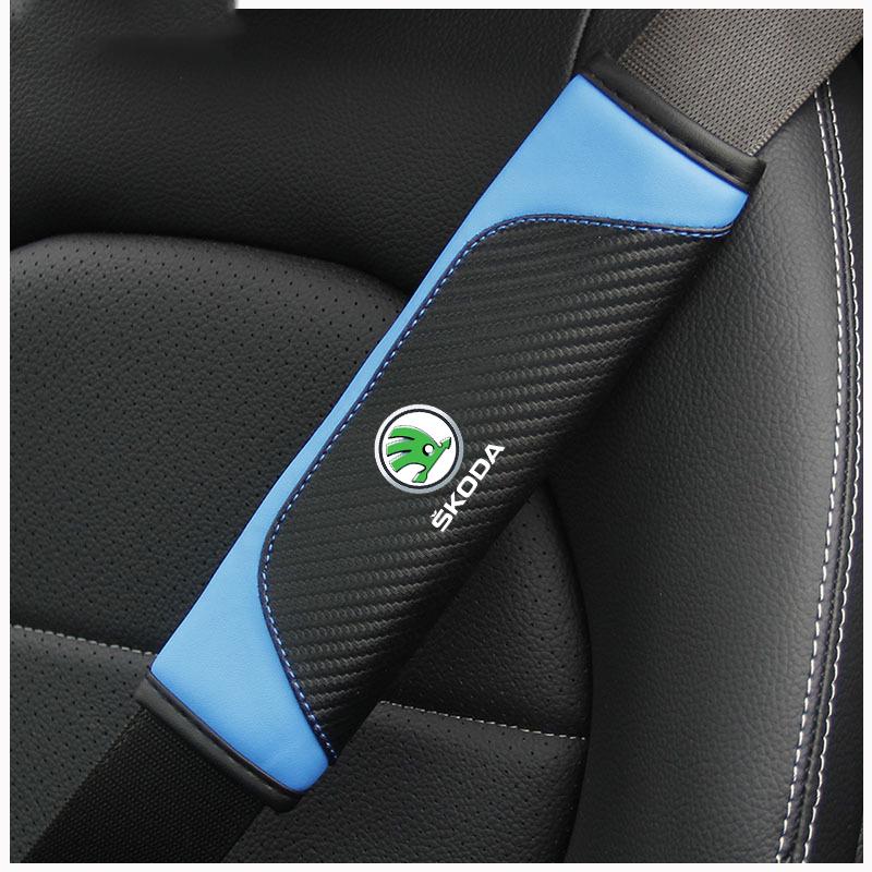 ZPMG6 2PCS Car Seat Belt Safety Belt Shoulder Protector Cover For Skoda Octavia Fabia Kamiq Kapoq Kodiaq Rapid SCALA Auto Accessories