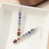 Silver Color Metal Long Inlaid with Multicolored Stones Dangle Earrings for Women Jewelry