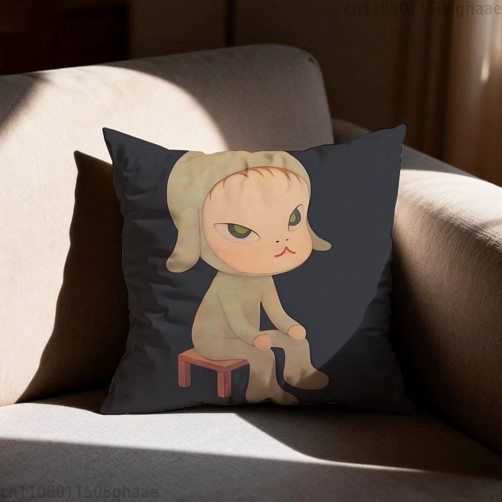 Creative Yoshitomo Nara  Pillow Case Sofa Living Room Bedroom Headboard Backrest Cushion Square Cushion Nap Time