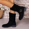 Damen Herbst Neue Wildlederimitat Wasserdichte Kurze Stiefel 2025 Täglich Zuhause Büro Shopping Flacher Schaft Bequeme Damenstiefel