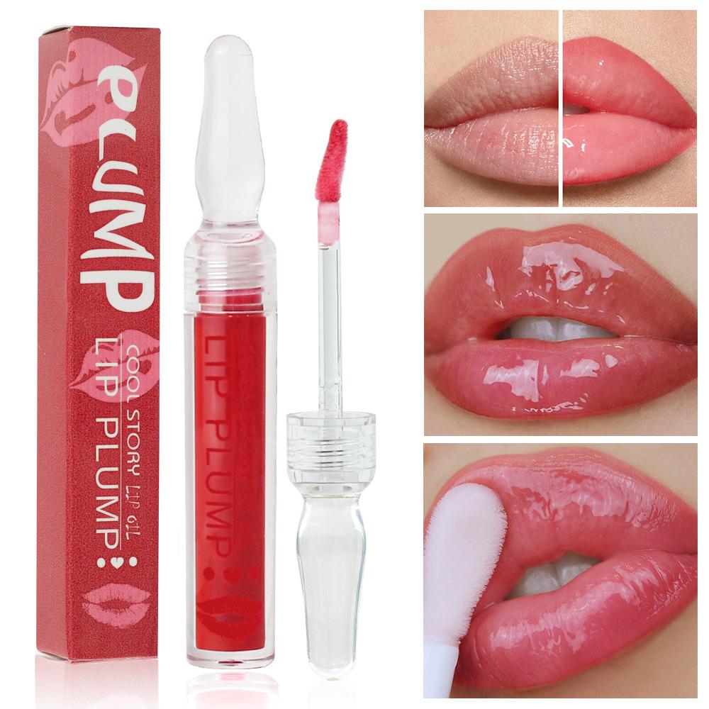 Lip Plumping Ampulle, kleines Lippenöl, feuchtigkeitsspendend, wasserdicht, feuchtigkeitsspendend, Samt, feuchtigkeitsspendend, transparent, sexy Lipgloss, Lippenöl, Make-up