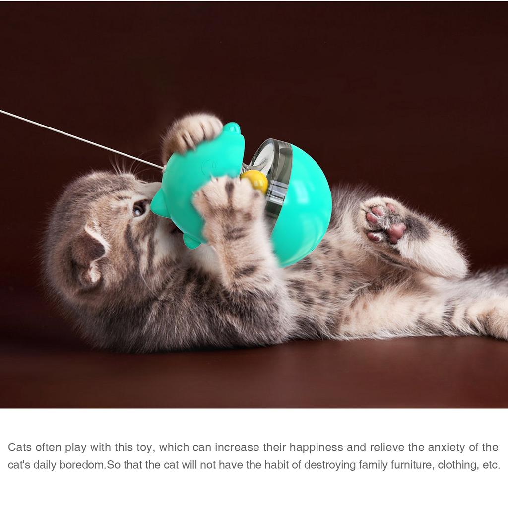 Cat Toy for Indoor Cats Wobble Treat Dispenser Ball Teasing Cat Stick Swaying and Wobbling Leaking Food Ball