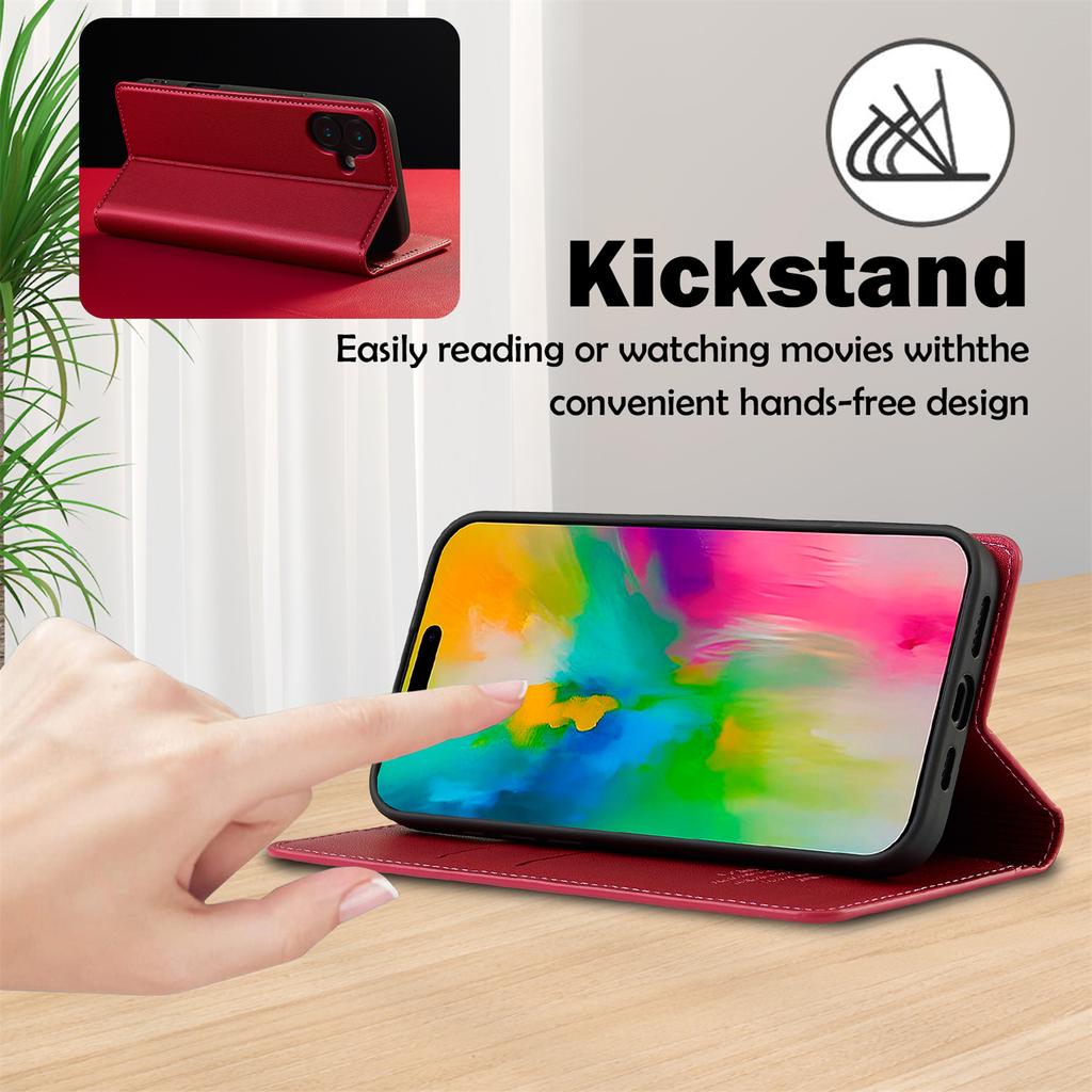 LC.IMEEKE L1 Series for iPhone 17 Case PU Leather Wallet Stand Protective Phone Cover