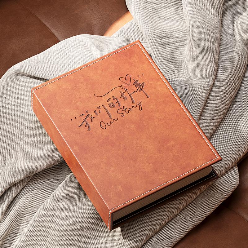 6-Inch Leather Slip-In Photo Album, Holds 5-Inch Photos, Commemorative Baby and Family Album, Large Capacity