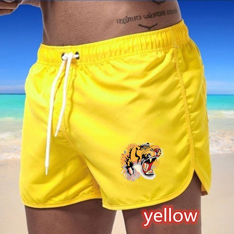2025 Summer New Men's Quick-Drying Swim Trunks Sports Pants Swimwear Beach Shorts Jogging Shorts Tiger Print