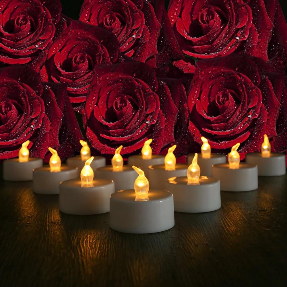 Battery Operated Flameless Tea Lights Led Flickering Electric Votive Candle  Realistic Bright for Seasonal Festive Celebrations