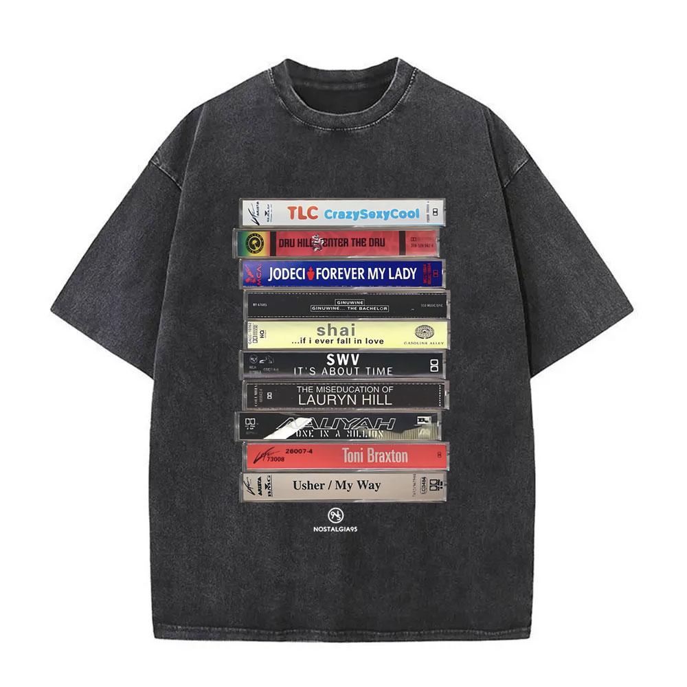 Washed Vintage Singer Lauryn Hill Graphic Print Tshirt Men Women Clothing Hip Hop Fashion Street Oversized Crewneck Tee Shirts
