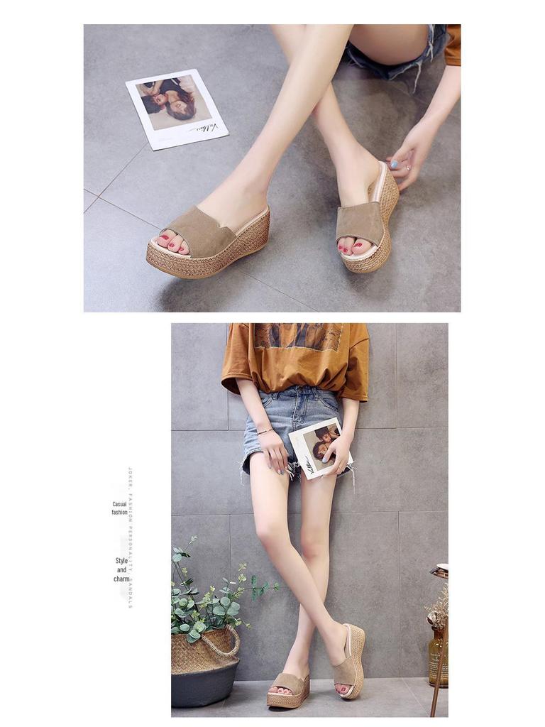 Women's 2019 Korean-Style Summer Platform Wedge Sandals - Thick Sole One-Strap Slippers