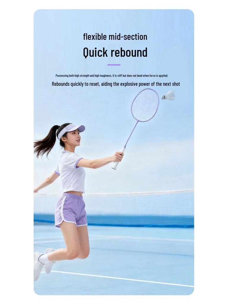Women's Ultralight Carbon Fiber Badminton Racket Set for Beginners and Professionals - Durable Training Gear