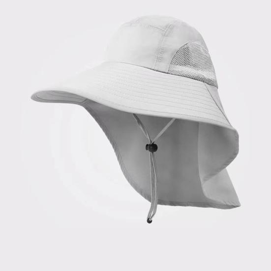 Enlarged Widened Brim Fisherman Hat Shawl Design Adjustable Rope Outdoor Hiking Hat Unisex Breathable