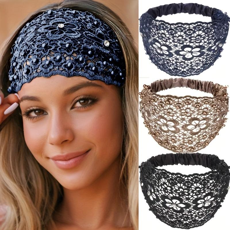 Eleganti fasce per capelli in pizzo con perline per donne