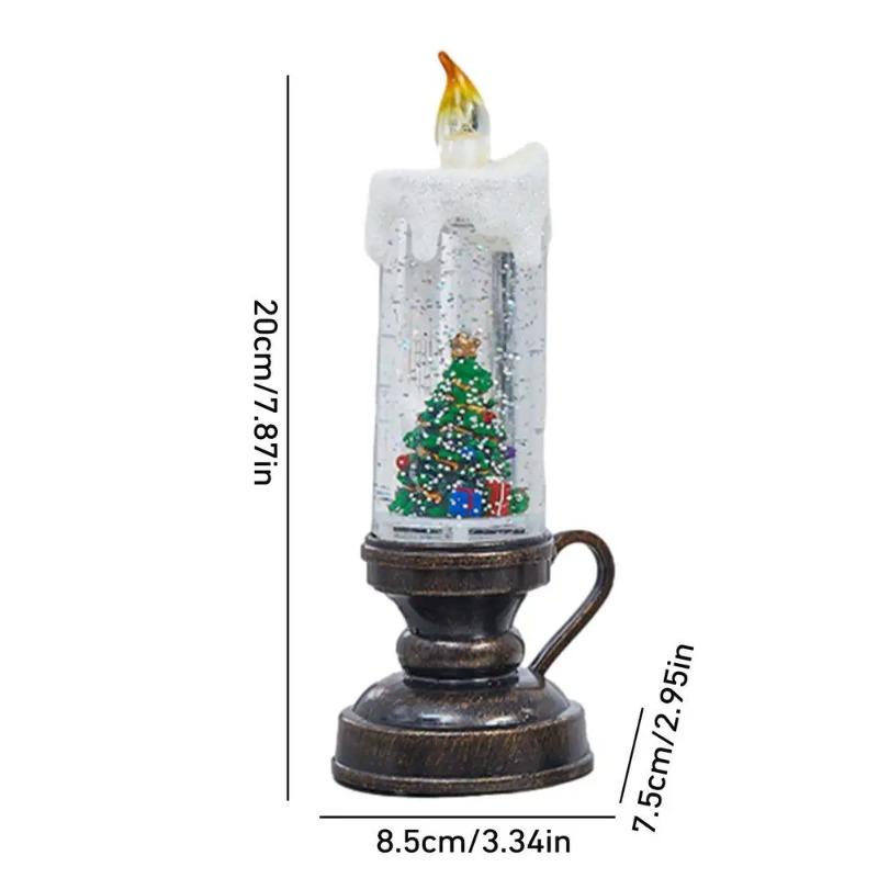 Glittering Christmas Snow Globe Candle Battery Operated LED Flameless Candle Glitter Lamp Christmas Decoration Night Light Gift