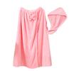YUKIRA Wearable Bath Towel Robe Wrap for Women, Quick-Dry Microfiber Absorbent Bathrobe with Hair Drying Cap, Lightweight for Gym Pool Bath, Pink