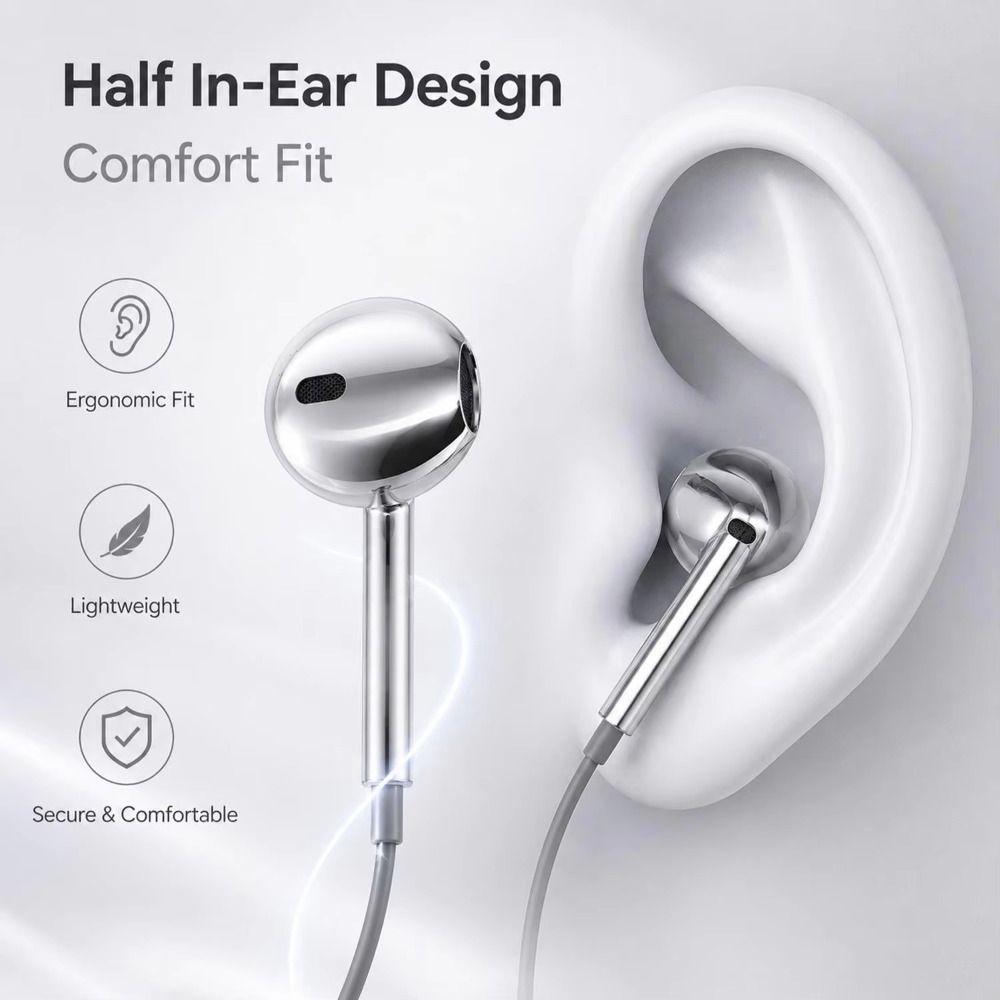 Metallic Finish In-Ear Earbuds In-Line Remote Earphones With Microphone Mobile Phone Calling