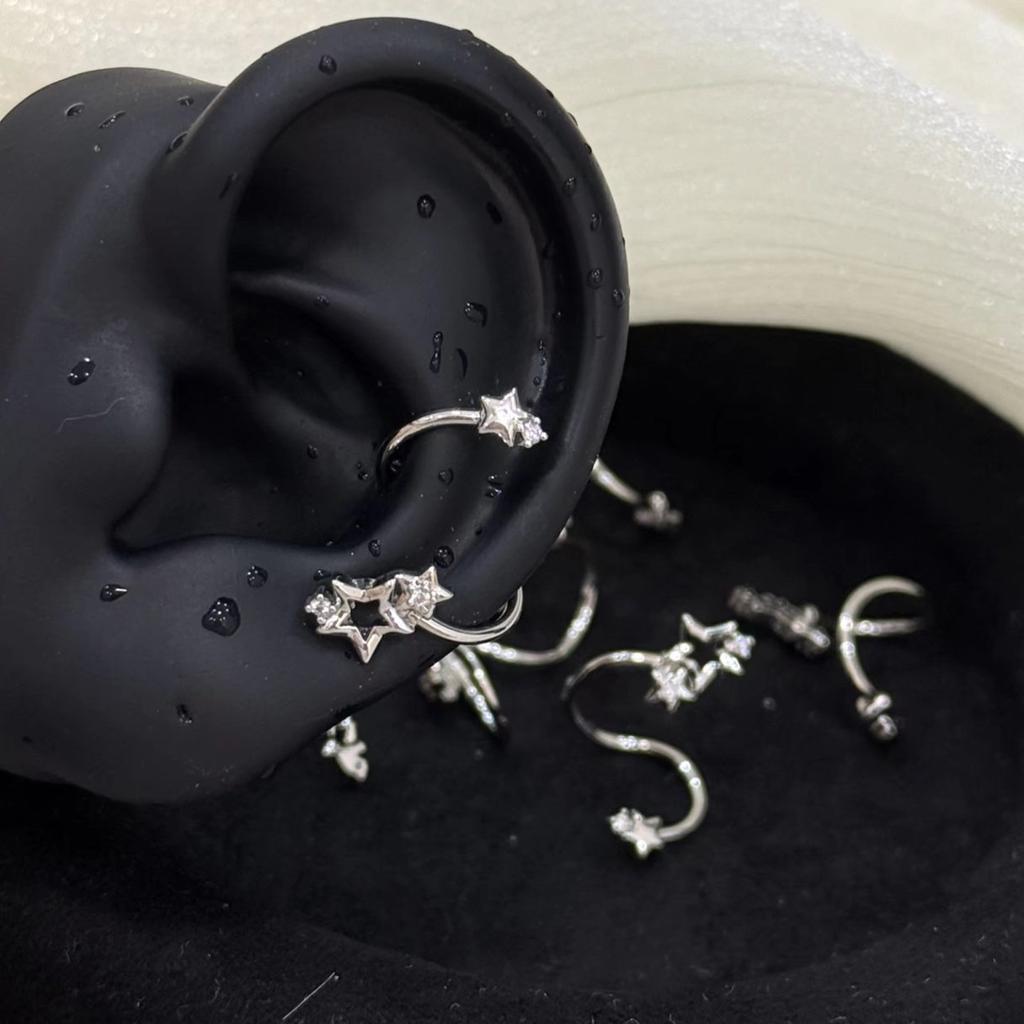 Star Zircon Ear Cuff Jewelry Hypoallergenic Titanium Steel Cartilage Earring With Secure Fit For Daily Wear
