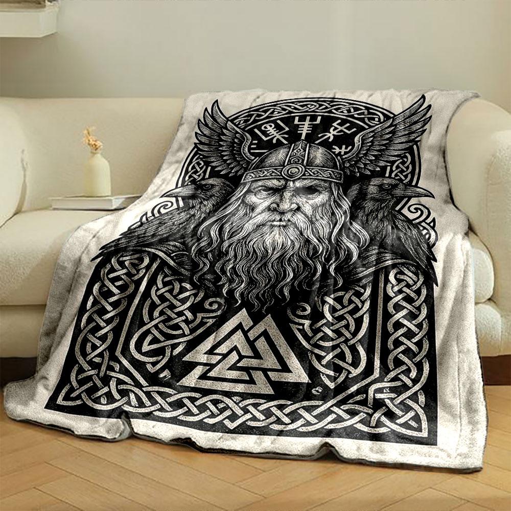 Norse Mythology Odin Design Blanket print blanket soft and cozy perfect for the living room bed sofa or a nap,gift