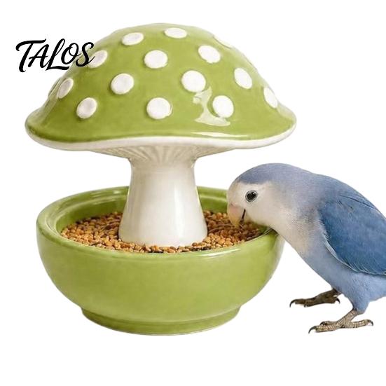 Talos Mushroom Bird Feeding Bowl, No Mess Pet Cage Feeder, Covered Food or Water Bowl for Small Animals Budgie Cockatiel Hamster