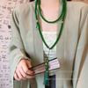 New Chinese-style green string beads, fringed necklace, women's long oblique span chain, sweater chain, niche ancient cheongsam with accessories