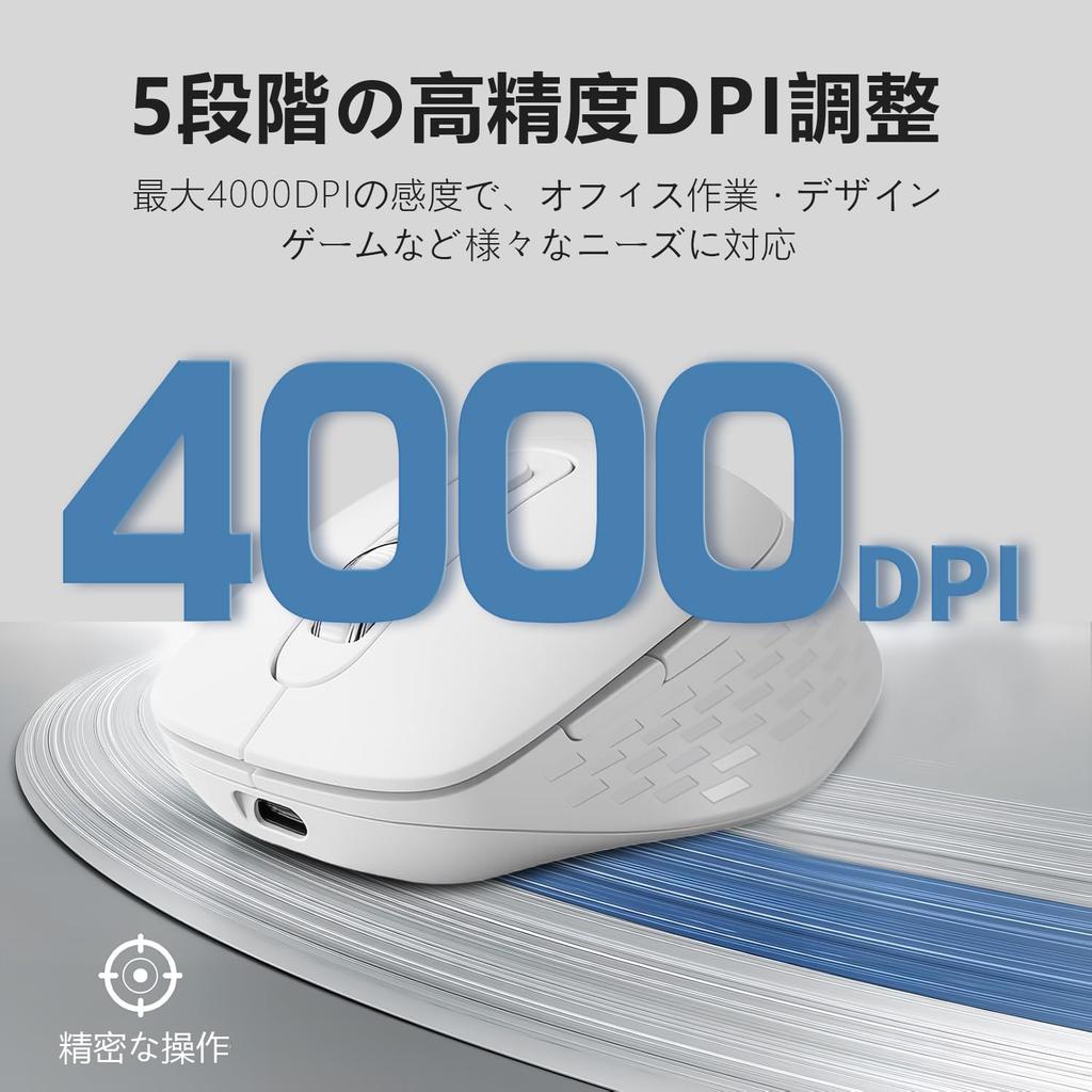 Wireless Mouse, Bluetooth 5.2 + 2.4Ghz, Work Mouse, Ultra-Low Latency, Type-C Rechargeable, BackForward Buttons, Lightweight 65g, Left and Right