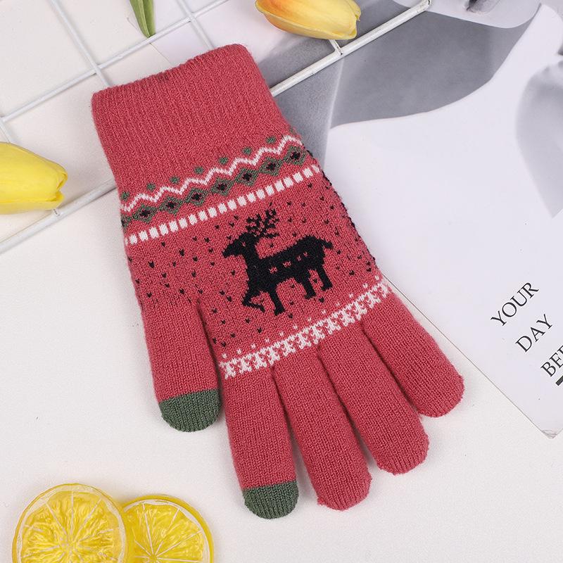 

Reindeer Knit Touchscreen Gloves: Double-Layer, Fleece-Lined, Cold-Proof Cycling and Driving Gloves for Men and Women.