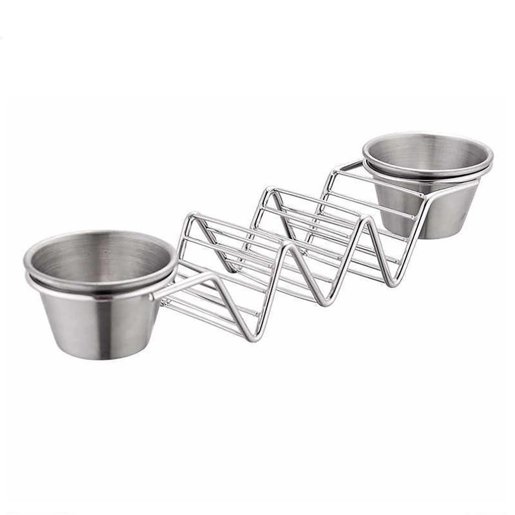 Taco Stand Stainless Steel 3 Grid V Shaped Glossy Taco Holder Rack for Kitchen Home with Double