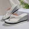 Fashion Plus Size Pu Leather Wedges Sandals Women Summer Thick Sole Non Slip Clip On Beach Slippers Comfort Chunky Platform Flip Flops