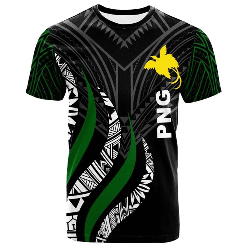 Papua New Guinea Flag Map Graphic T Shirts PNG National Emblem T Shirt For Men
