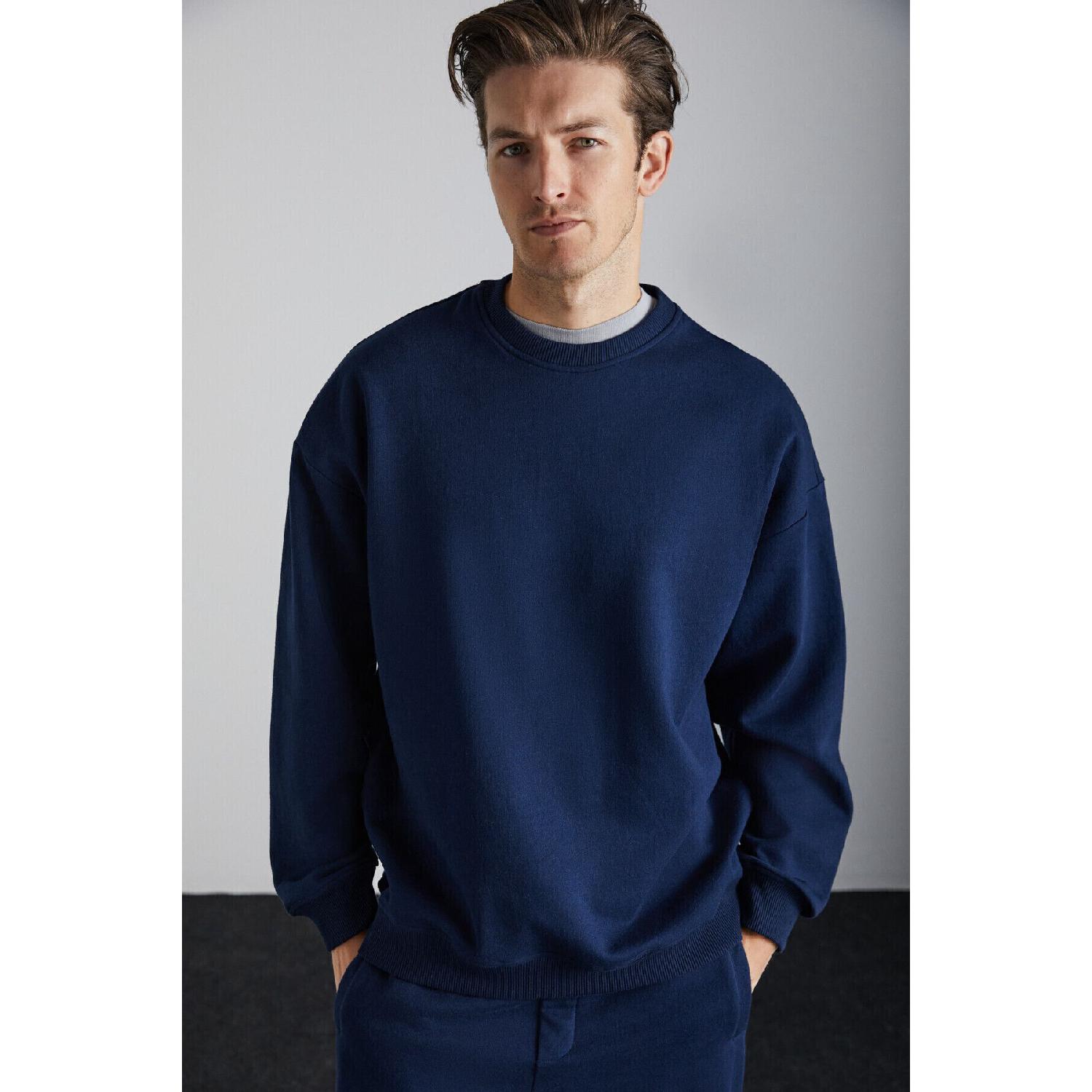

Adams Men s Warm 3 Thread Knitted Organic Cotton Regular Fit Navy Blue Sweatshirt With Fleece Inside S бездна