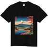 Japanese Ukiyo-e Landscape Unisex T-Shirt Scenic Mt. Fuji with Autumn Maple Design