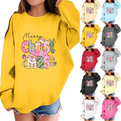 Moletom Infantil Casual da Moda de Manga Comprida Solto com Estampa de Natal