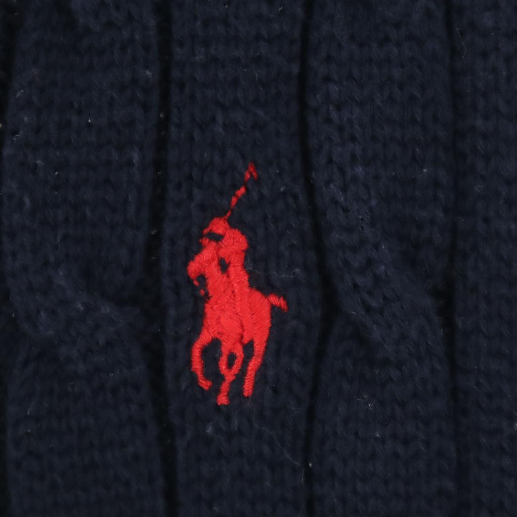 POLO RALPH LAUREN Long sleeve V-neck cable knit L Navy sweater Men's Used