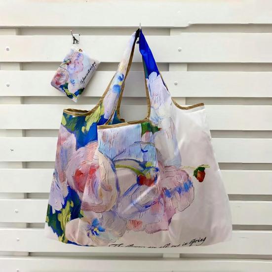Yousheng Shopping Bag Foldable Large Capacity Tote Durable Oxford Reusable Grocery Bag Strong Load-Bearing Shoulder Storage Bag